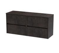 Chartley Contemporary 4 Drawer Wall Hung Vanity Unit with Worktop, Metallic Slate, 1200mm