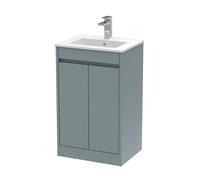 Chartley Contemporary Floor Standing 2 Door Vanity Basin Unit, Minimalist Basin, 500mm, Coastal Grey
