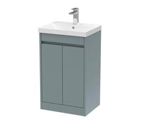 Chartley Contemporary Floor Standing 2 Door Vanity Basin Unit, Thin-Edge Basin, 500mm, Coastal Grey