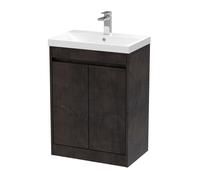 Chartley Contemporary Floor Standing 2 Door Vanity Basin Unit, Thin-Edge Basin, 600mm, Metallic Slate
