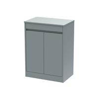 Chartley Contemporary Floor Standing 2 Door Vanity Unit with Laminate Worktop, 600mm, Coastal Grey
