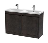 Chartley Contemporary Floor Standing 4 Door Vanity Basin Unit, Ceramic Basin, 1200mm, Metallic Slate