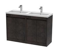 Chartley Contemporary Floor Standing 4 Door Vanity Basin Unit, Polymarble Basin, 1200mm, Metallic Slate