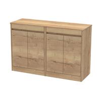 Chartley Contemporary Floor Standing 4 Door Vanity Unit with Laminate Worktop, 1200mm, Autumn Oak