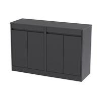 Chartley Contemporary Floor Standing 4 Door Vanity Unit with Laminate Worktop, 1200mm, Woodgrain Graphite Grey