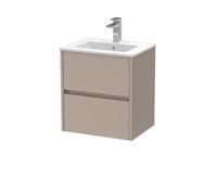 Chartley Contemporary Wall Hung 2 Drawer Vanity Basin Unit, Minimalist Basin, 500mm, Taupe