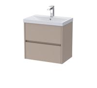 Chartley Contemporary Wall Hung 2 Drawer Vanity Basin Unit, Thin-Edge Basin, 600mm, Taupe