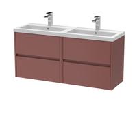 Chartley Contemporary Wall Hung 4 Drawer Vanity Basin Unit with Polymarble Basin, 1200mm, Smoked Red