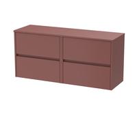 Chartley Contemporary Wall Hung 4 Drawer Vanity Unit with Laminate Worktop, 1200mm, Smoked Red