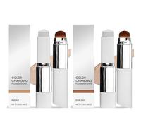 Chartming Color Changing Foundation Sticks, Cover Cream Stick V White Korean Foundation Stick With Volufiline, Full To Medium Coverage Base Makeup For All Skin Types, With Brush Head (Natural+Dark)
