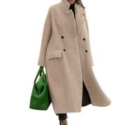 CHARTOU Women Oversized Long Winter Coats Warm Wool Blend Pea Trench Coat Overcoat, Apricot, X-Small