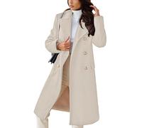 CHARTOU Women's Winter Jacket Double-Breasted Wool Blend Warm Long Trench Coat, Light Beige, Medium