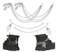 Charunee 4Pcs Punk Style Skull Boots Chains Goth Chains for Shoes Charms Accessories Shoelaces Decoration for Boot Sneaker Bag Handbags Pants Chain Keychain Cool Party for Girl Women