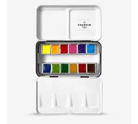 Charvin : Extra-Fine Artist Watercolour Paint : Half Pan : Classic Black Tin : 12 Colours