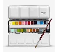 Charvin : Extra-Fine Artist Watercolour Paint : Half Pan : Classic Black Tin : 24 Colours
