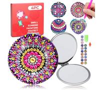 CharySim Diamond Art Painting Compact Mirror Kits Crystal Arts and Crafts for Adults Mandala Pocket Mirror Gifts for Women 4 Pcs