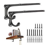 ChasBete Shelf Brackets & Supports Heavy Duty Bracket, Black Shelf Bracket with Hook, Rustic Brackets for Shelves 20*8.5 cm - 2Pcs
