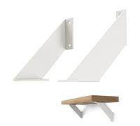 ChasBete Shelf Brackets White, 15cm, 2 Pieces, Wall Shelving Brackets | Triangular, rustic, metal, minimalist, heavy duty, shelf support bracket, hold up to 40kg, for home office shelves