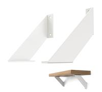 ChasBete White Shelf Brackets, Shelf Supports Metal Rust Resistant Shelf Brackets, 20cm Shelf Angle Wall Bracket 2 Pieces