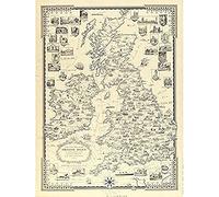 Chase 1935 Pictorial Map British Isles Buildings Art Print Canvas Premium Wall Decor Poster Mural