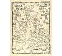 Chase 1935 Pictorial Map British Isles Buildings Large Wall Art Print Canvas Premium Mural