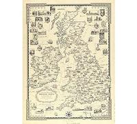 Chase 1935 Pictorial Map British Isles Buildings Unframed Wall Art Print Poster Home Decor Premium