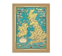 Chase 1939 Pictorial Map British Isles Buildings Large Framed Art Print Poster Wall Decor 18x24 in