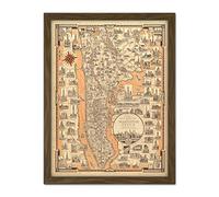 Chase 1939 Pictorial Map NY Manhattan Bronx Large Framed Art Print Poster Wall Decor 18x24 in