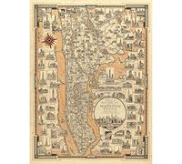 Chase 1939 Pictorial Map NY Manhattan Bronx Unframed Wall Art Print Poster Home Decor Premium