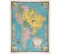 Chase 1942 Pictorial Map South America Buildings Large Wall Art Print Canvas Premium Mural