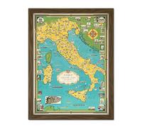 Chase 1944 Pictorial Map Italy Vatican City Large Framed Art Print Poster Wall Decor 18x24 in