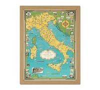 Chase 1944 Pictorial Map Italy Vatican City Large Framed Art Print Poster Wall Decor 18x24 in