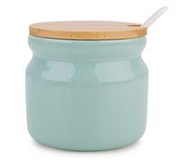 Chase Chic Ceramic Sugar Bowl, 7.7oz/230ml Tea Coffee Sugar Pot with Lid and Spoon, Spice Jar for Sugar, Salt, Seasoning for Kitchen Home, Light Green