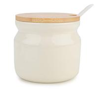 Chase Chic Ceramic Sugar Bowl, 7.7oz/230ml Tea Coffee Sugar Pot with Lid and Spoon, Spice Jar for Sugar, Salt, Seasoning for Kitchen Home, Off-White