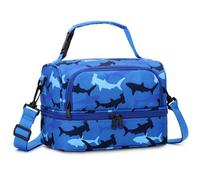 Chase Chic Lunch Bag for Boys, Insulated Reusable Large Cute Dual Lunch Bag Box Container for Kids Toddler School Daycare Blue Shark