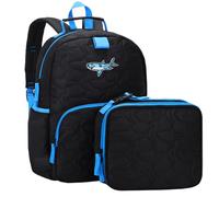 Chase Chic Toddler Backpack for Boys, Puffer Cute Lightweight Preschool Backpack with Lunch Box Set for Daycare Travel Kids Age 3-6,Black Shark