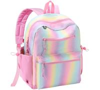 Chase Chic Toddler Backpacks for Girls, 15 Inch Preschool Kindergarten Backpack for Kids 3-8,Small Cute Toddler Bag with Chest Strap for Daycare Travel（Rainbow）