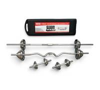 Chase Fitness 55KG Adjustable Chrome Barbell & Dumbbell Set with EZ Curl Bar, Weight Plates & Carry Case - Home Gym Strength Training Kit for Men & Women