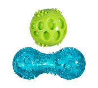 Chase 'n Chomp Squeak and Light Up Ball and Dumbbell Dog Toy, Mental & Physical Stimulation, Small, 2 Pack