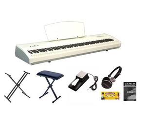 Chase P51 Piano In White With Stand, Sustain Pedal, Bench, Headphones & Chase Tutor Pack