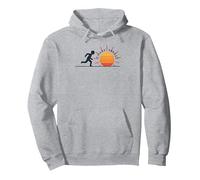 Chase Sunset: Inspiring Runner Motivation Pullover Hoodie, Adult Unisex, Heather Grey, XL