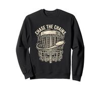 Chase The Chains Disc Golf Basket Frolf Linocut Sweatshirt