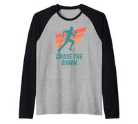 Chase The Dawn Runner Retro 70s 80s Raglan Baseball Tee