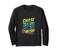 Chase The Finish Running Motivation Athlete Design Long Sleeve T-Shirt