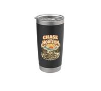 Chase The Horizon Vintage Adventure Motorcycle Retro Design Stainless Steel Insulated Tumbler