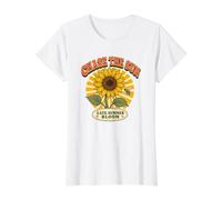 Chase the Sun Retro Sunflower Late Summer Bloom Tee Value Graphic T-Shirt, Women, White, XL