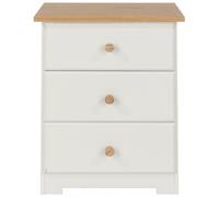 Chase White 3 Drawer Bedside Cabinet