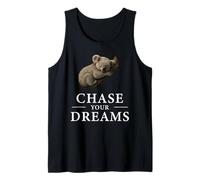 Chase Your Dreams Sleeping Koala Inspiring Quote Pajama Tank Top