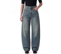 Chasehot Barrel Jeans for Women, High Waisted Stretchy Trendy Wide Leg Sweatpant Jeans Vintage Relaxed Fit Baggy Boyfriend Cute Ladies Denim Pants, Heritage Vintage Wash-Size 14