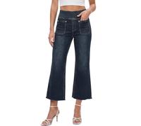 Chasehot Cropped Pull on Jeans for Women, Trendy Stretchy High Waisted Flared Skinny Bell Bottom Boot Cut Ankle Jeans,Dark Indigo Worn-M